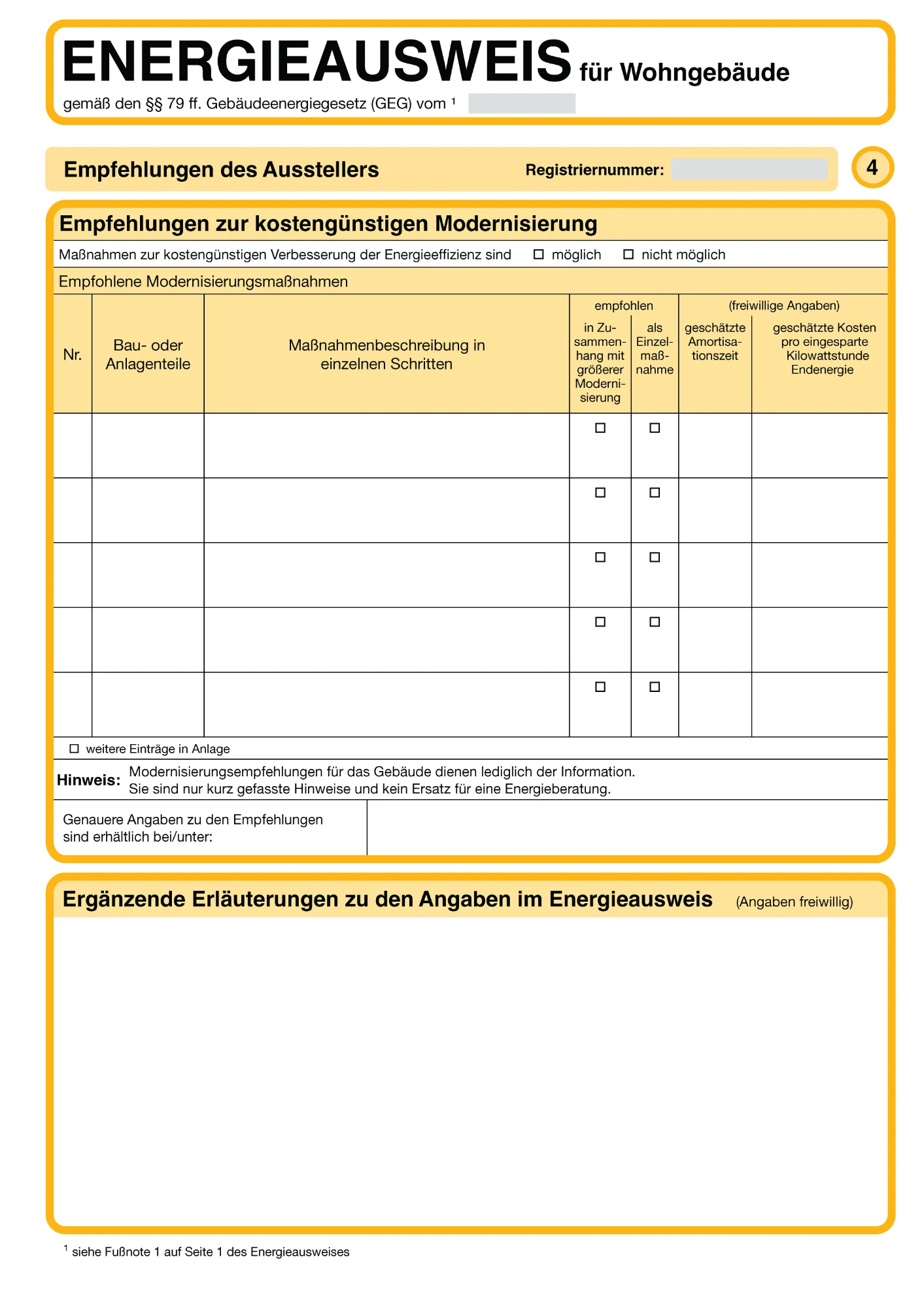 Energieausweis Seite 4 - Modernisierungsempfehlungen