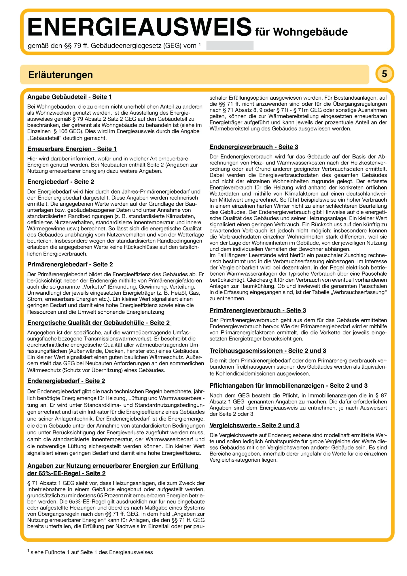 Energieausweis Seite 5 - Erläuterungen